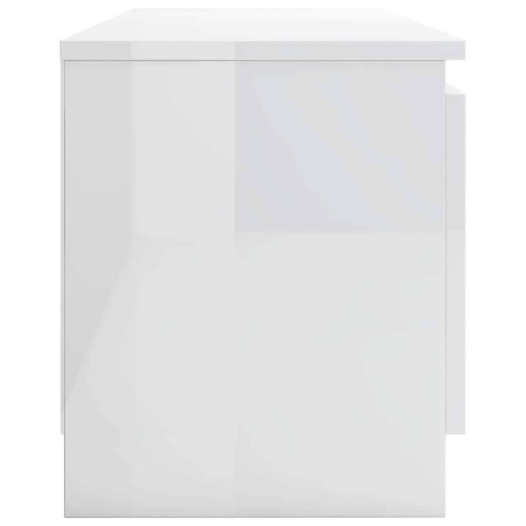 Magasfényű fehér szerelt fa TV szekrény 120 x 30 x 35,5 cm 