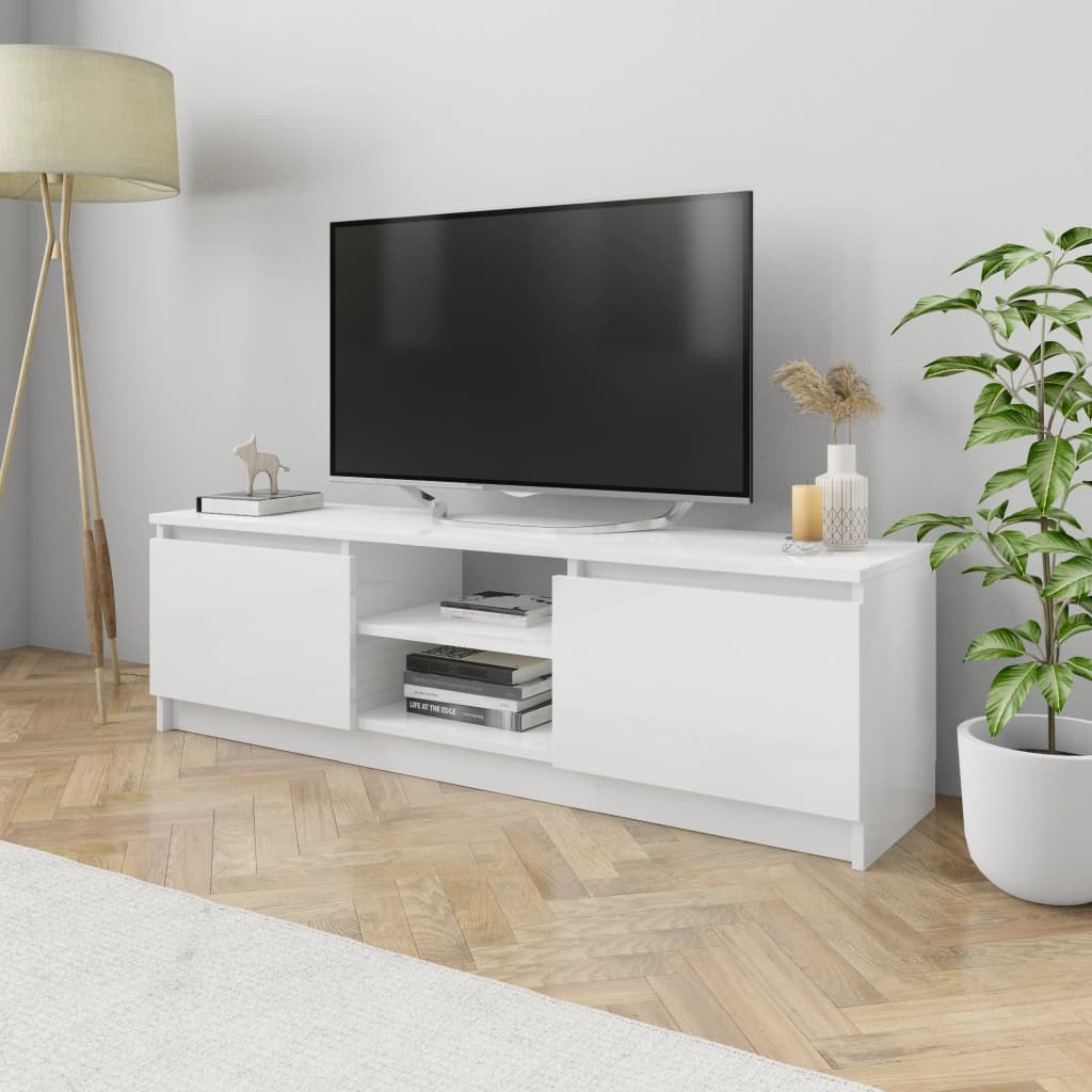 vidaXL Dulap TV, alb extralucios, 120x30x35,5 cm, lemn prelucrat