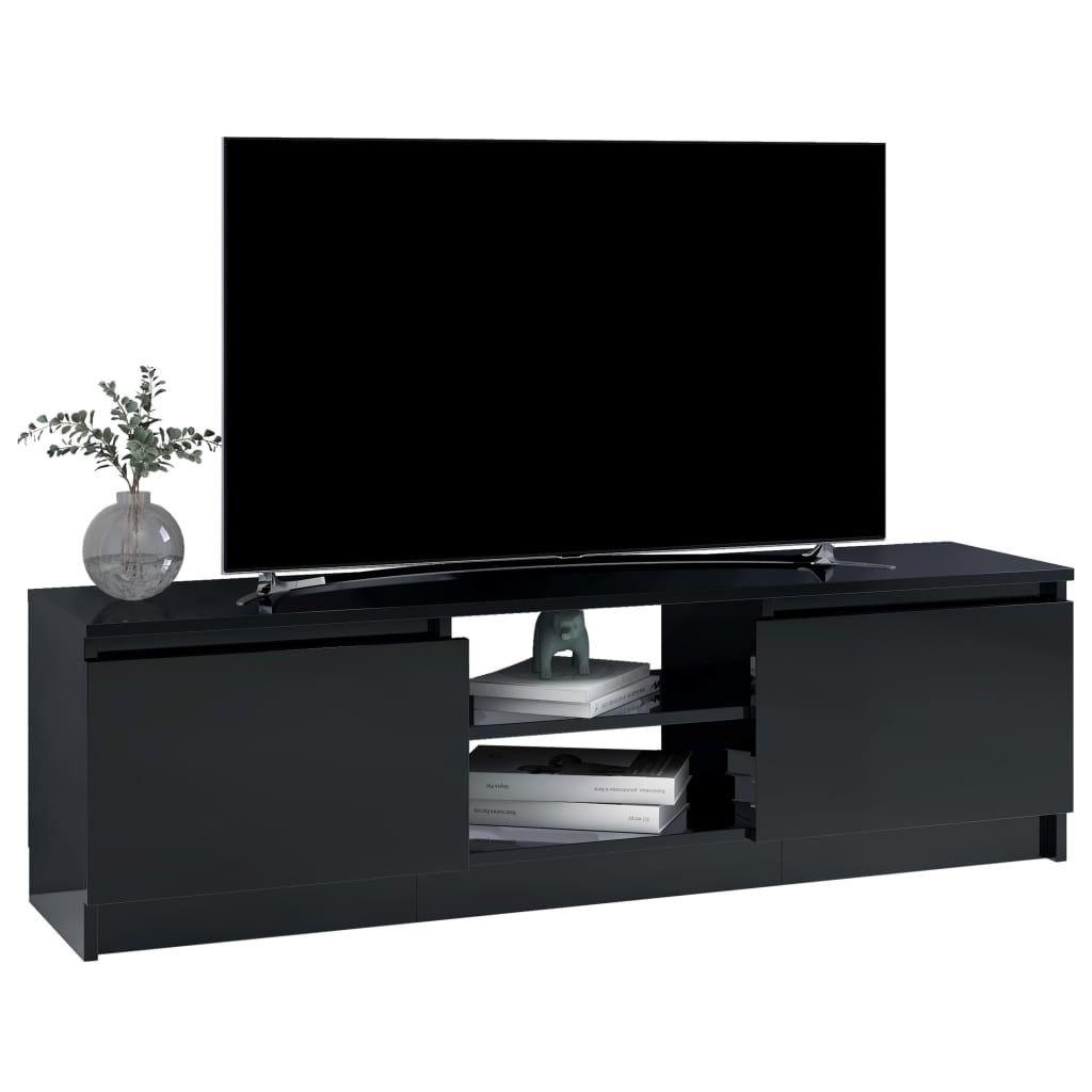 Meuble TV Noir brillant 120x30x35,5 cm Aggloméré | meublestv.fr 4