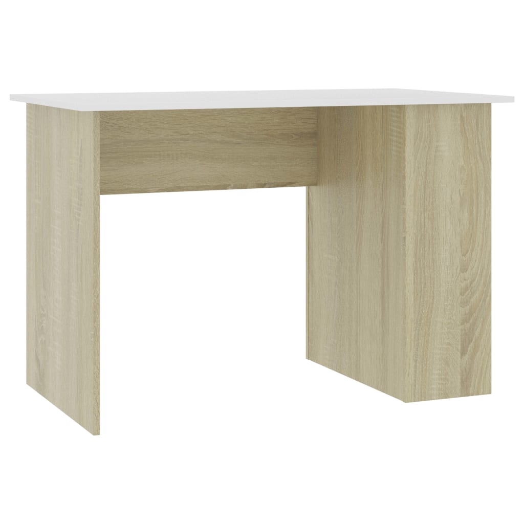 VidaXL Desk White And Sonoma Oak 43.3x23.6x28.7 Engineered Wood