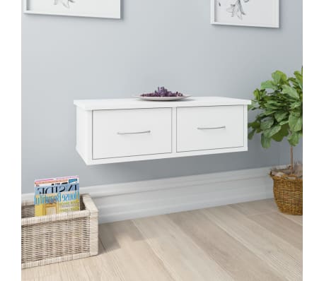 Vidaxl Wall Mounted Drawer Shelf Floating White 23 6 Chipboard