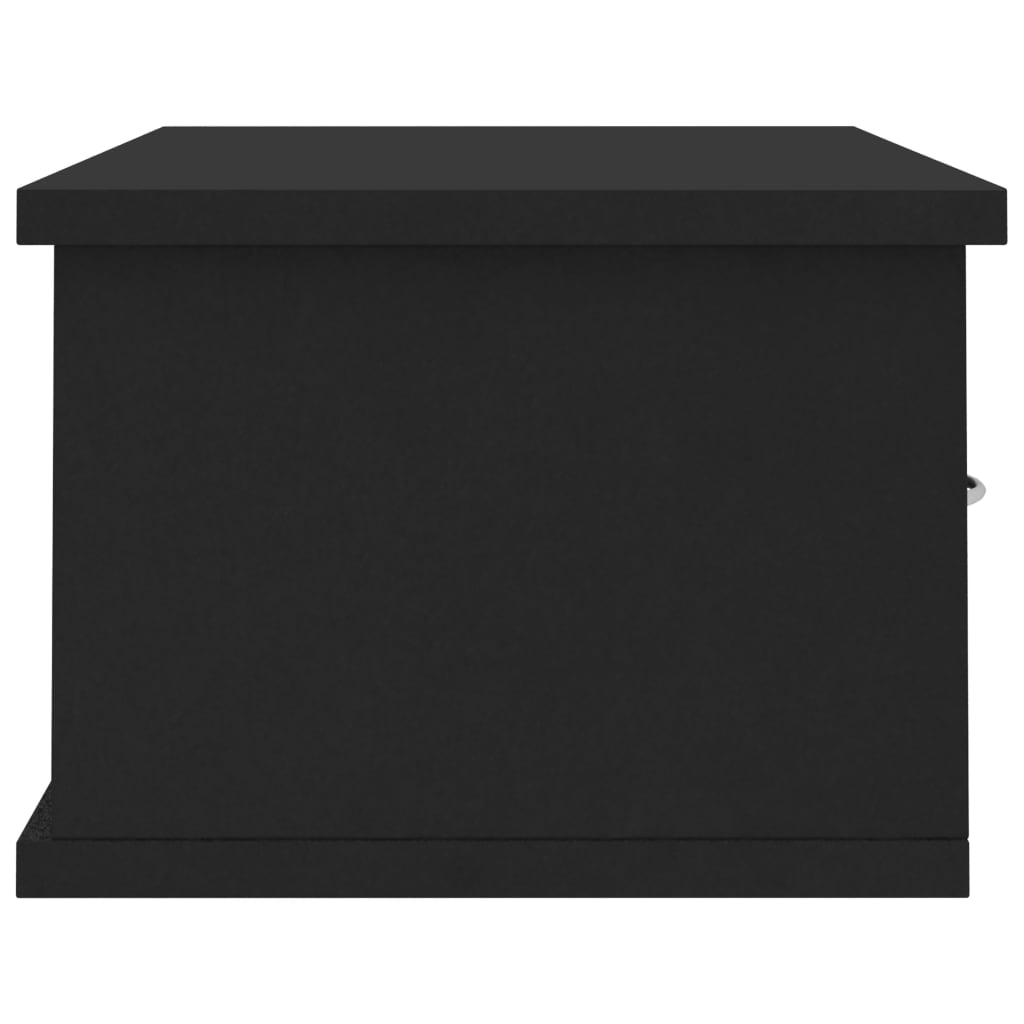 Fekete falra szerelhető fiókos polc 60 x 26 x 18,5 cm 