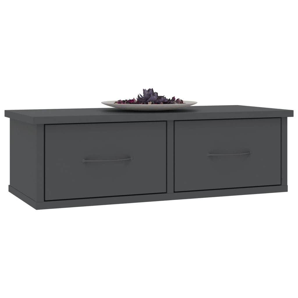 vidaXL Wall-mounted Drawer Shelf Gray 23.6"x10.2"x7.3" Engineered Wood