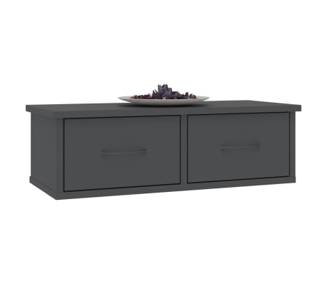 vidaXL Wall-mounted Drawer Shelf Grey 60x26x18.5 cm Engineered Wood