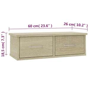 Nástěnná police se zásuvkami sonoma 60x26x18,5 cm - obrázek 7