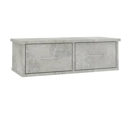 vidaXL Wall-mounted Drawer Shelf Floating Concrete Gray 23.6/" Chipboard Side
