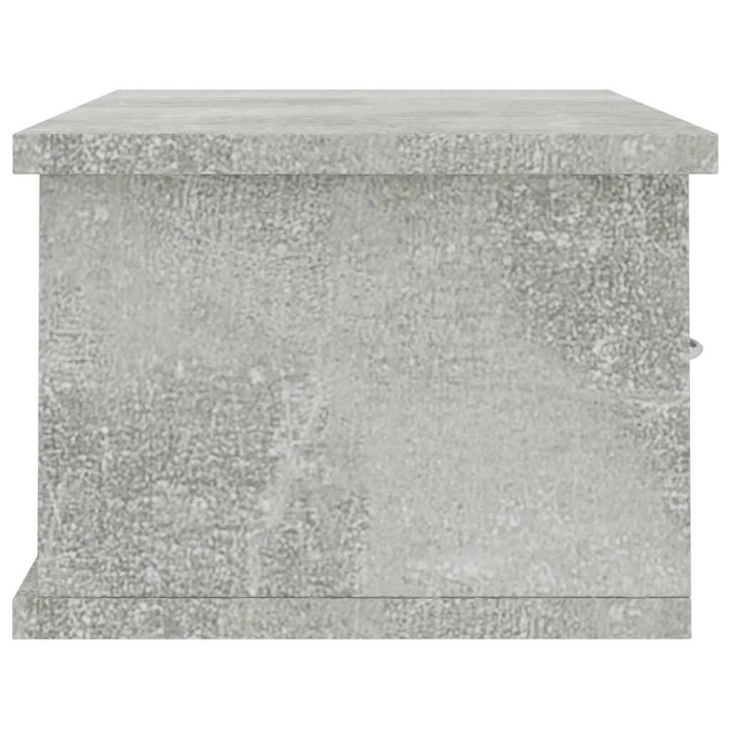 Betonszürke falra szerelhető fiókos polc 60 x 26 x 18,5 cm 
