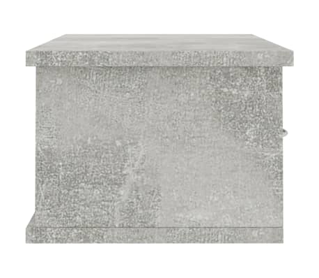 vidaXL Wall-mounted Drawer Shelf Floating Concrete Gray 23.6/" Chipboard Side