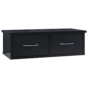Nástěnná police se zásuvkami černá s leskem 60x26x18,5 cm - obrázek 2