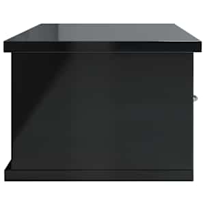 Nástěnná police se zásuvkami černá s leskem 60x26x18,5 cm - obrázek 5