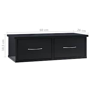 Nástěnná police se zásuvkami černá s leskem 60x26x18,5 cm - obrázek 7