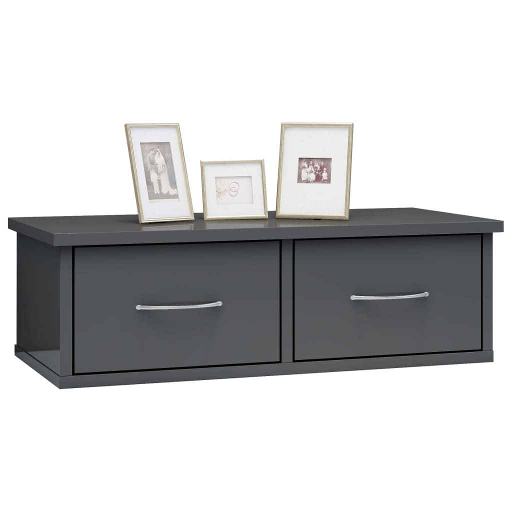 

vidaXL Wandschap met lades 60x26x18,5 cm bewerkt hout hoogglans grijs