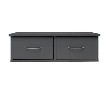Vidaxl Wall Mounted Drawer Shelf High Gloss Grey 60x26x18 5 Cm