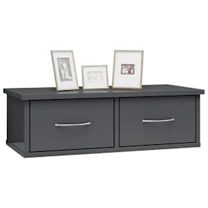 vidaXL Ράφι Τοίχου με Συρτάρια Γυαλ. Γκρι 60x26x18,5εκ. από Επεξ. Ξύλο