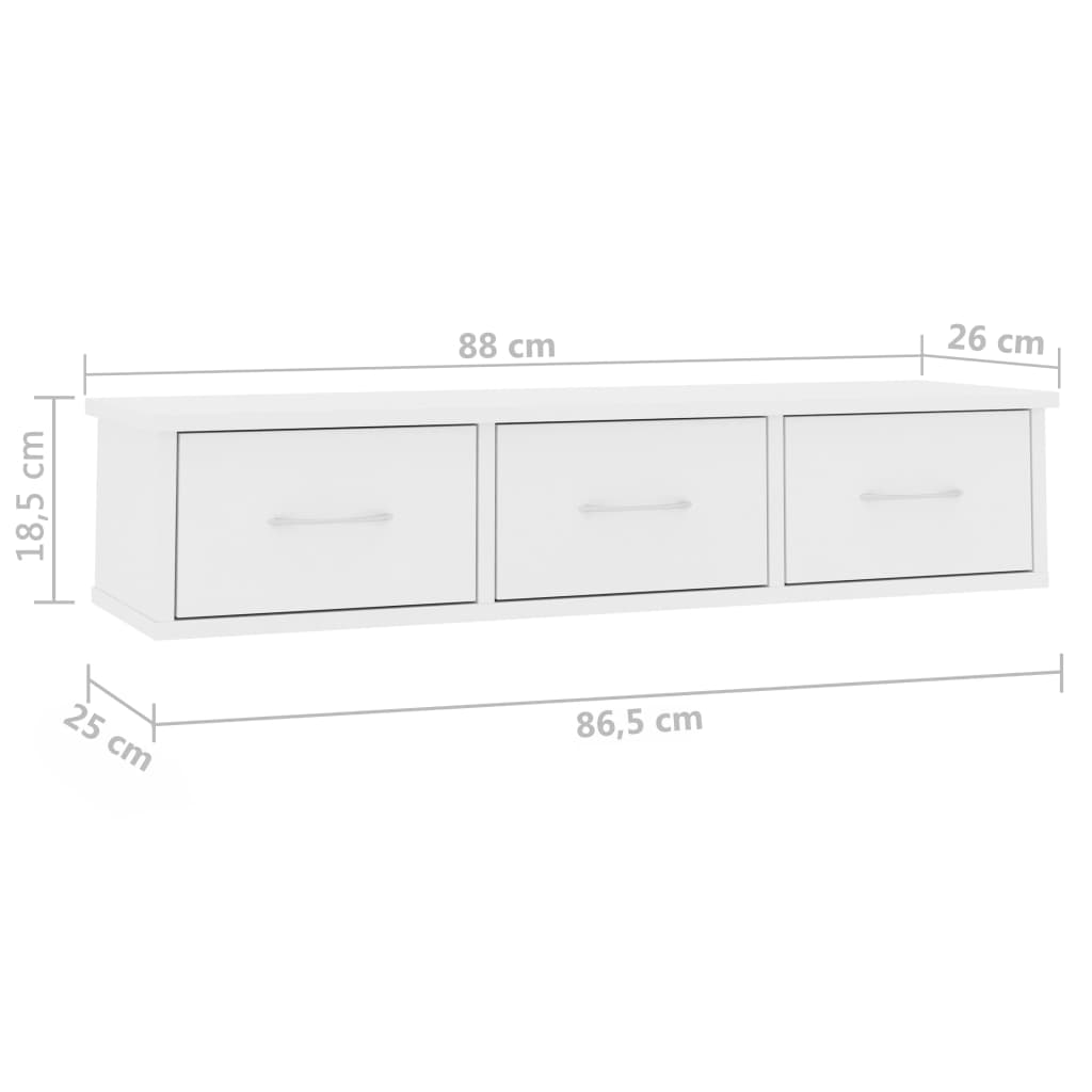 Wall-mounted Drawer Shelf White 88x26x18.5 Cm Engineered Wood VidaXL 18 width=274