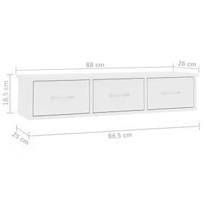 Nástěnná police se zásuvkami bílá 88x26x18,5cm kompozitní dřevo - obrázek 7