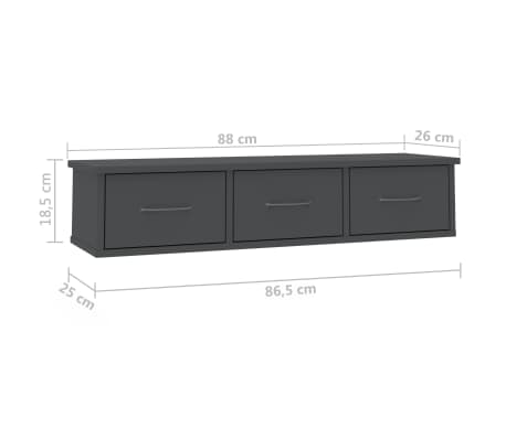 Vidaxl Wall Mounted Drawer Shelf Gray 35 4 X10 2 X7 2 Chipboard