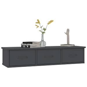 vidaXL Ράφι Τοίχου με Συρτάρια Γκρι 88 x 26 x 18,5 εκ. από Επεξ. Ξύλο