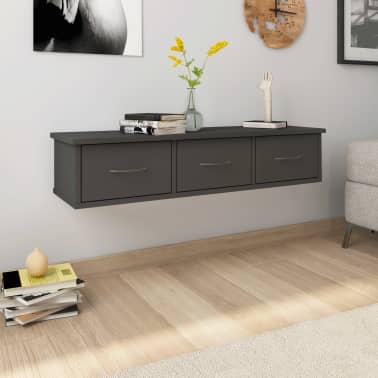 Vidaxl Wall Mounted Drawer Shelf Gray 35 4 X10 2 X7 Chipboard - Grey Wall Shelf With Drawers Vidaxl Wall Mounted Drawer Shelf Gray 35 4 X10 2 X7 Chipboard - Grey Wall Shelf With Drawers
