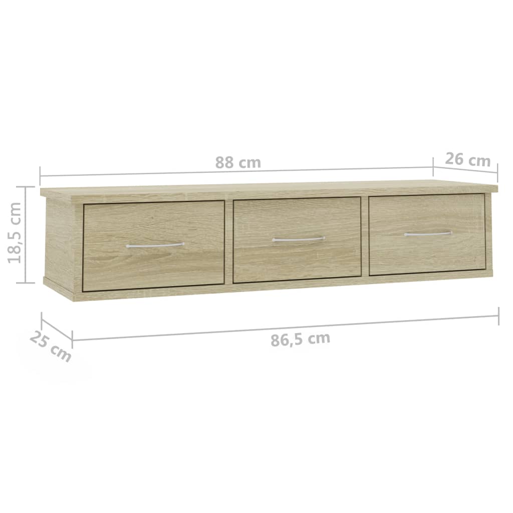 Wall-mounted Drawer Shelf Sonoma Oak 88x26x18.5 Cm Engineered Wood VidaXL 18 width=274