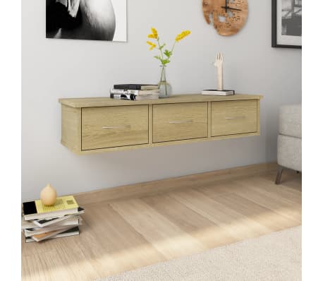 Vidaxl Wall Mounted Drawer Shelf Chipboard 90cm Sonoma Oak