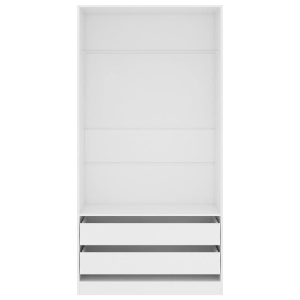 Fehér forgácslap ruhásszekrény 100 x 50 x 200 cm 
