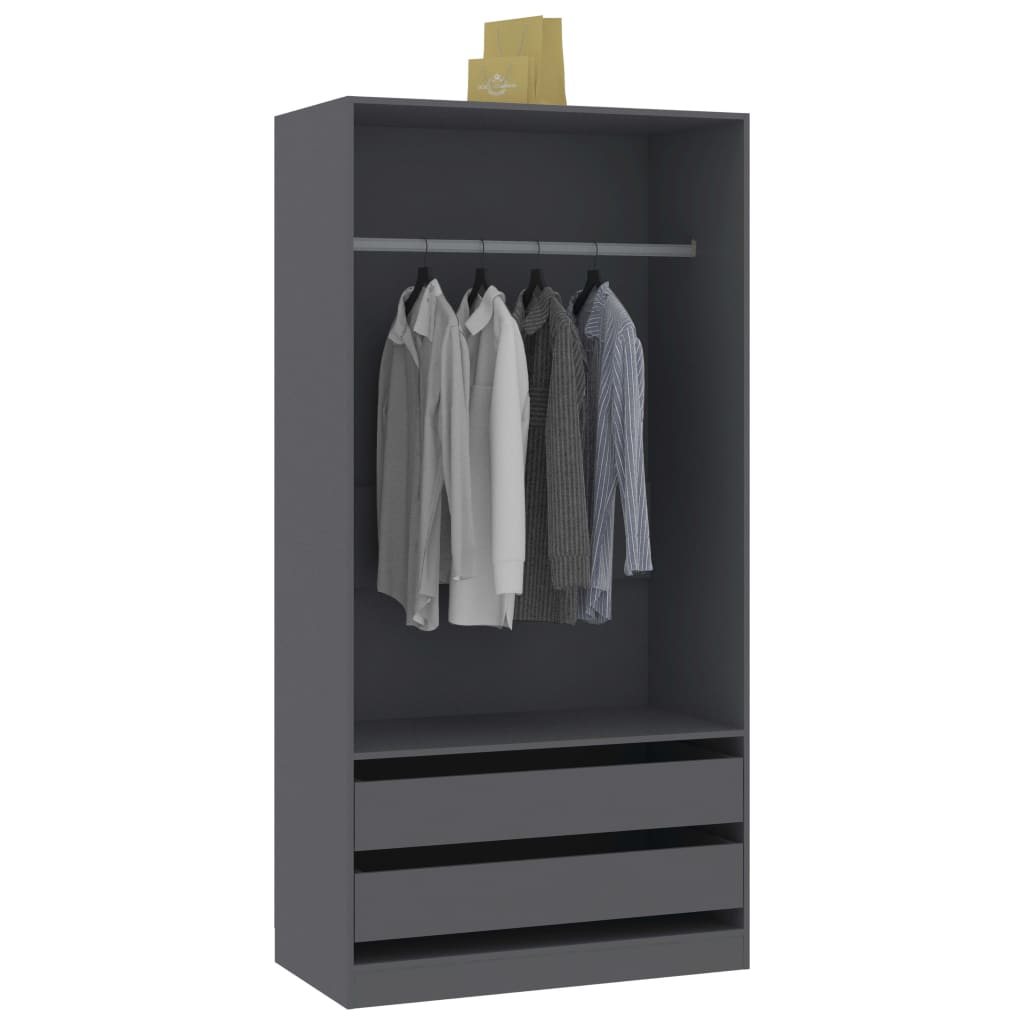 vidaXL Wardrobe Grey 100x50x200 cm Engineered Wood