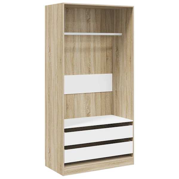 vidaXL garderoob valge ja Sonoma tamm 100 x 50 x 200 cm puitlaastplaat