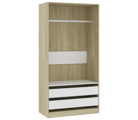 Vidaxl Kleiderschrank Weiss Sonoma Eiche 100 50 200 Cm Spanplatte Im Vidaxl Trendshop Vidaxl Ch