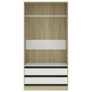 vidaXL Garderobe hvit og sonoma eik 100x50x200 cm sponplate
