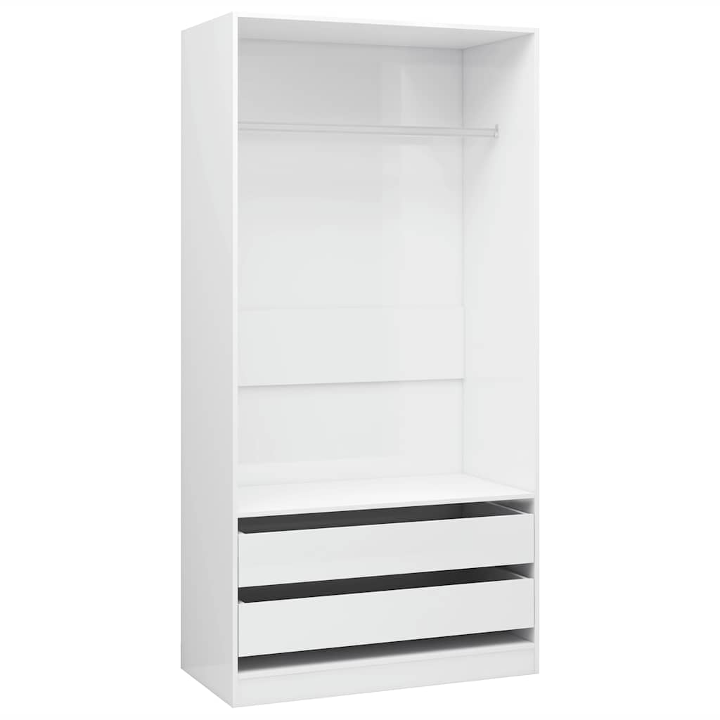 vidaXL Šatní skříň bílá vysoký lesk 100 x 50 x 200 cm kompozitní dřevo