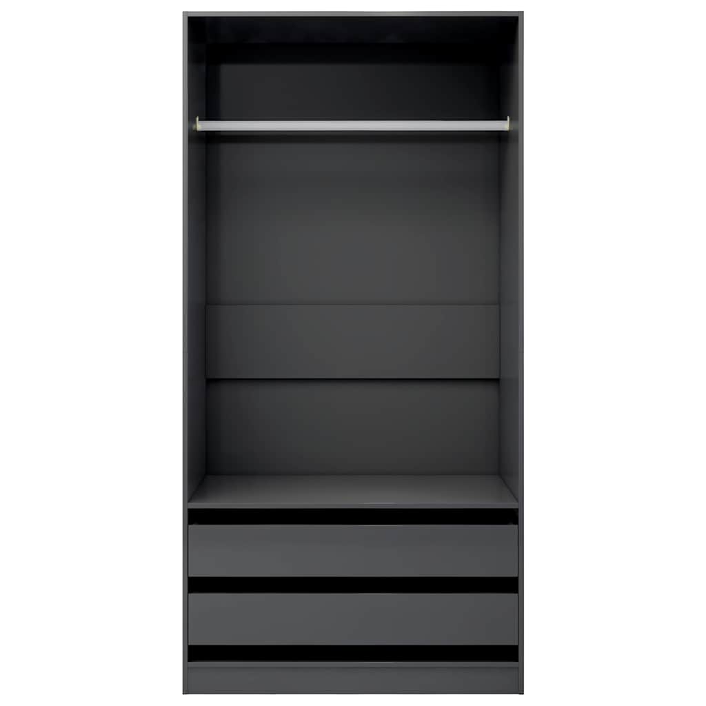 

vidaXL Kledingkast 100x50x200 cm bewerkt hout hoogglans grijs