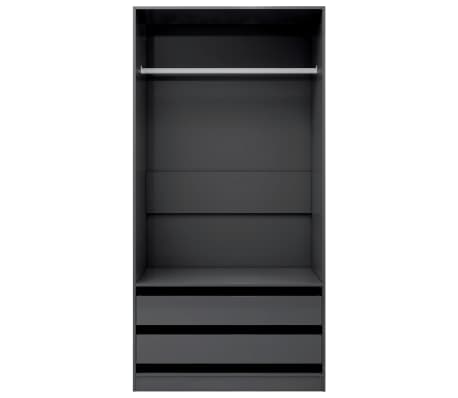 vidaXL Wardrobe High Gloss Grey 100x50x200 cm Engineered Wood