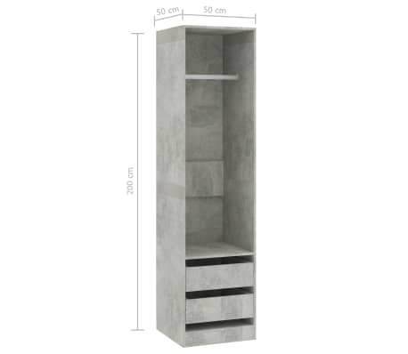 Vidaxl Wardrobe With Drawers Concrete Grey 50x50x200 Cm Chipboard