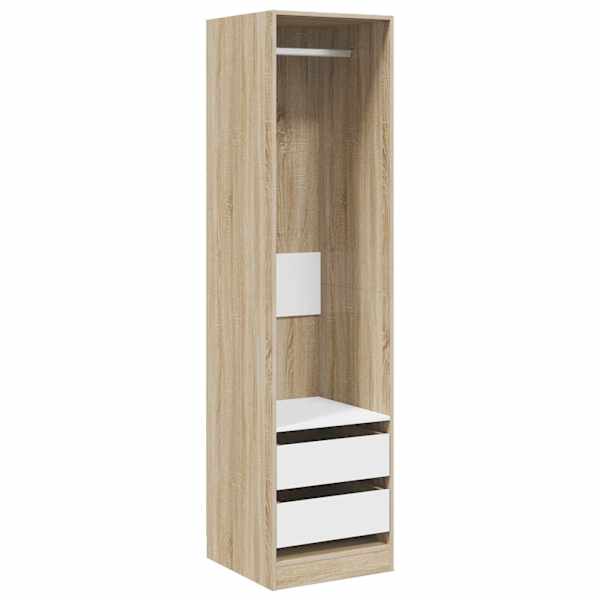 vidaXL garderoob sahtlitega valge, Sonoma 50x50x200 cm puitlaastplaat