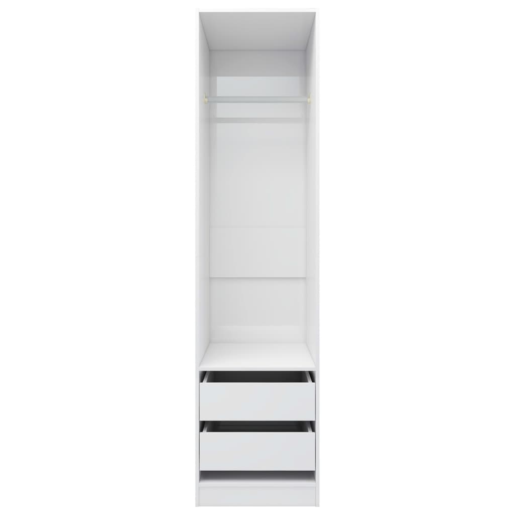 Kleiderschrank mit Schubladen Hochglanz-Weiß 50×50×200 cm