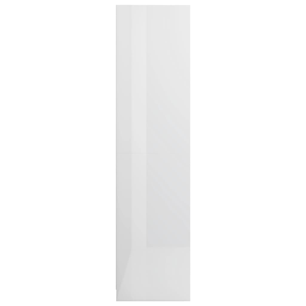Magasfényű fehér forgácslap fiókos ruhásszekrény 50x50x200 cm 