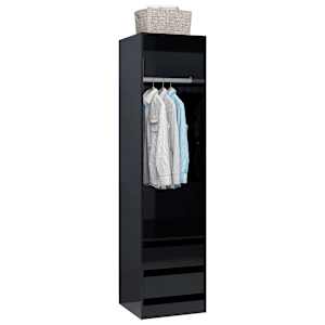 vidaXL Garderobe med skuffer h&oslash;yglans svart 50x50x200 cm sponplate