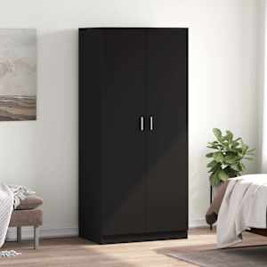 Garderobna omara črna 80x52x180 cm iverna plošča