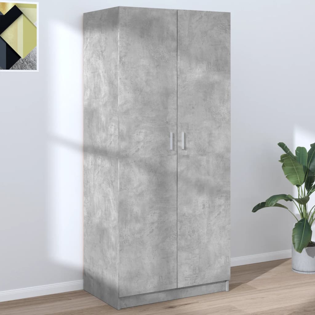 vidaXL Șifonier, gri beton, 80x52x180 cm, lemn prelucrat