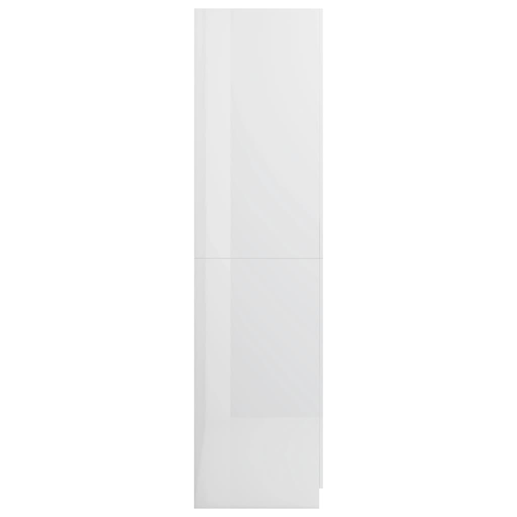 Magasfényű fehér forgácslap ruhásszekrény 80 x 52 x 180 cm 