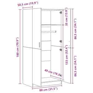 Šatní skříň bílá s vysokým leskem 80x52x180 cm kompozitní dřevo - obrázek 11