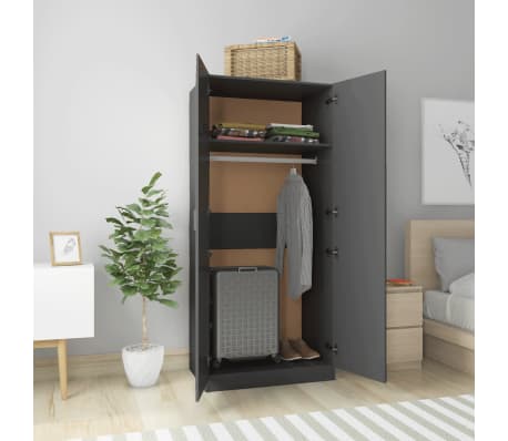 vidaXL Kleiderschrank Hochglanz-Grau 80x52x180 cm Holzwerkstoff