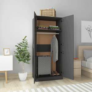 vidaXL Garderobe h&oslash;yglans gr&aring; 80x52x180 cm sponplate