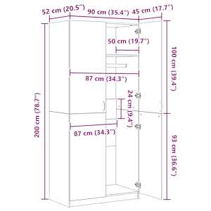 Šatní skříň bílá 90 x 52 x 200 cm kompozitní dřevo - obrázek 11