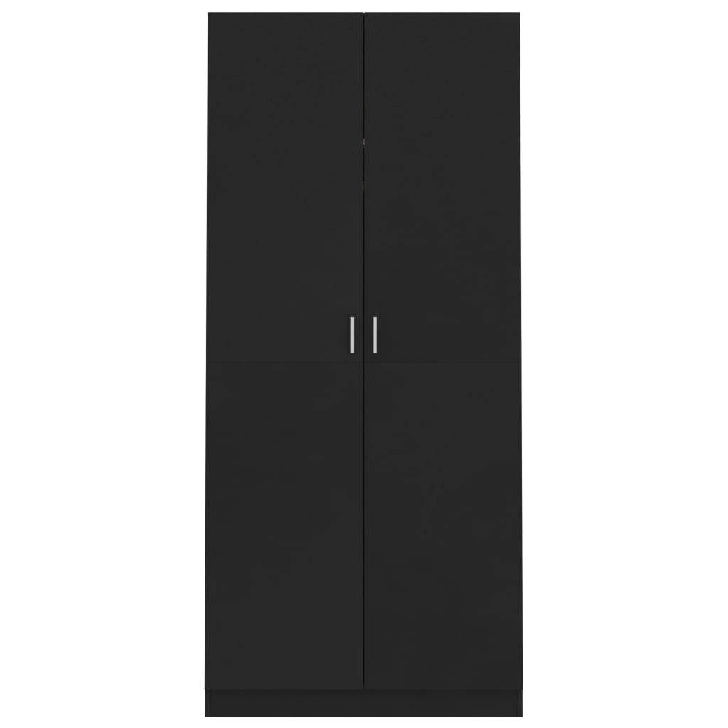 Fekete forgácslap ruhásszekrény 90 x 52 x 200 cm 