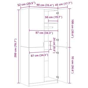 Šatní skříň dub sonoma 90 x 52 x 200 cm kompozitní dřevo - obrázek 11