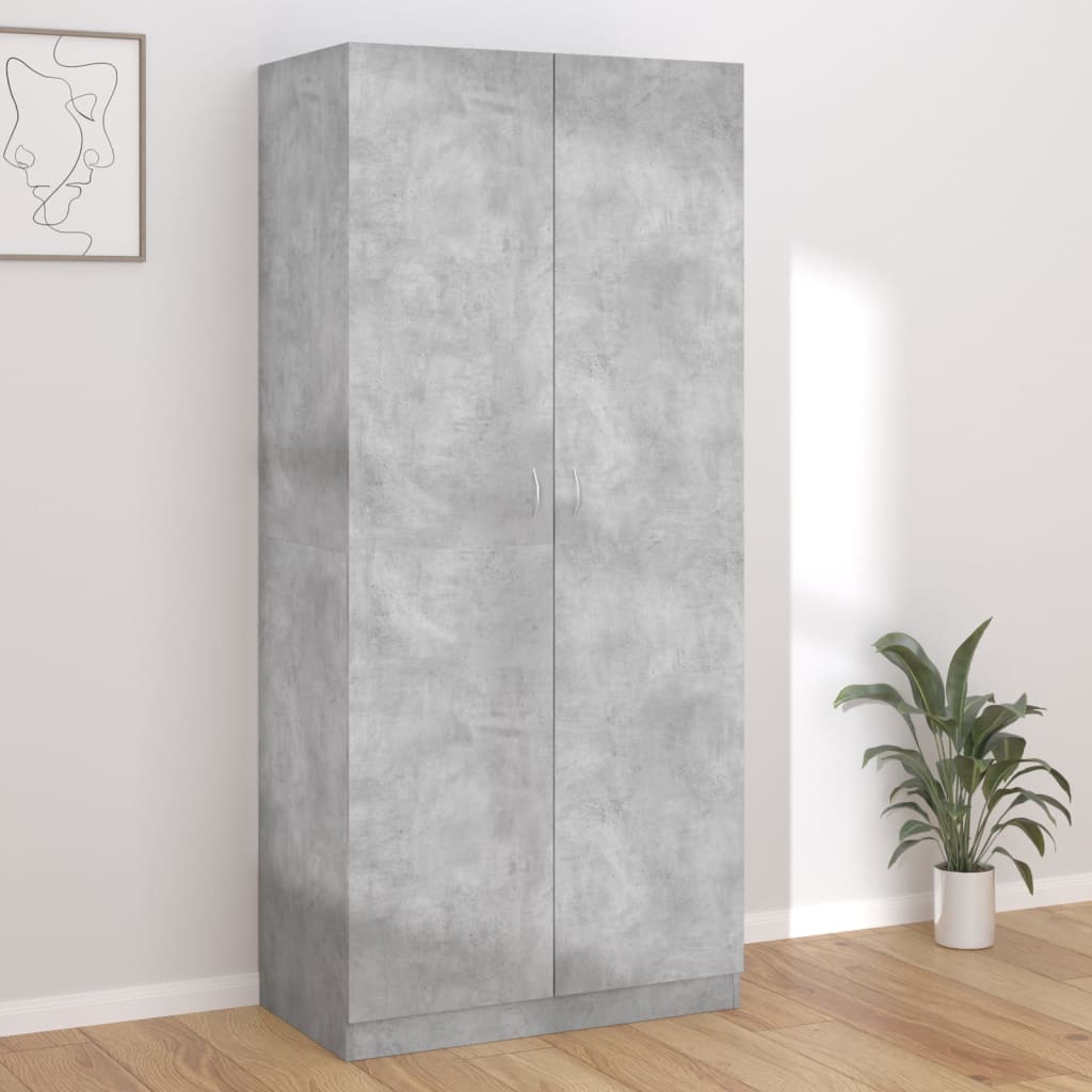 vidaXL Szafa, betonowa szaro, 90x52x200 cm, materia drewnopochodny