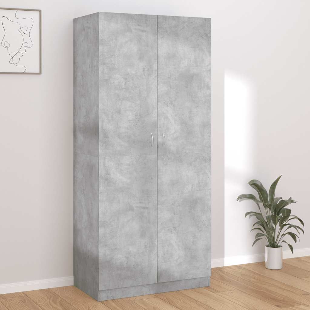 vidaXL Șifonier, gri beton, 90x52x200 cm, lemn prelucrat