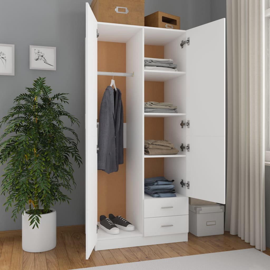 

vidaXL Kledingkast 80x52x180 cm spaanplaat wit